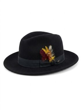 Bailey of Hollywood Black Wool Fedora - Curtis feather ribbon vintage retro boho